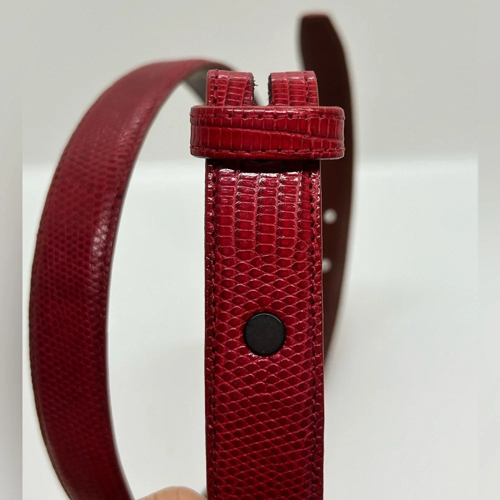 Barry Kieselstein-Cord Vintage Skinny Red Lizard Belt Strap 4 NEW CONDITION - Picture 6 of 10